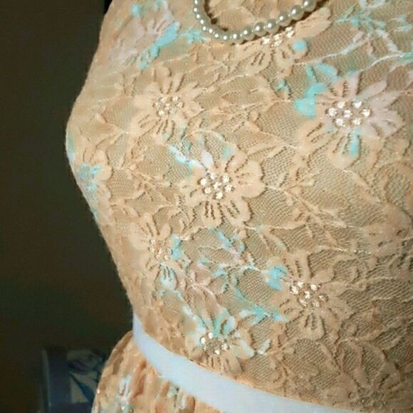 Rue 21 Dress Spring Peach Lace Fully‎ Lined Sleeveless Sz S - Picture 2 of 7